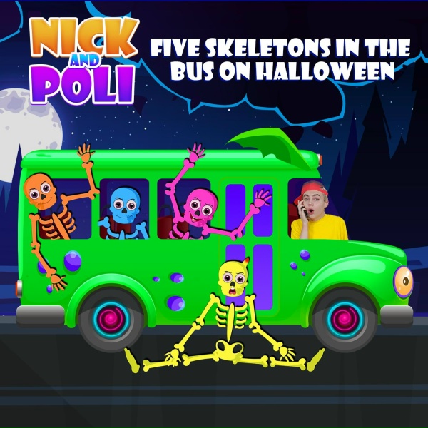 Nick and Poli - Five Skeletons in The Bus on Halloween