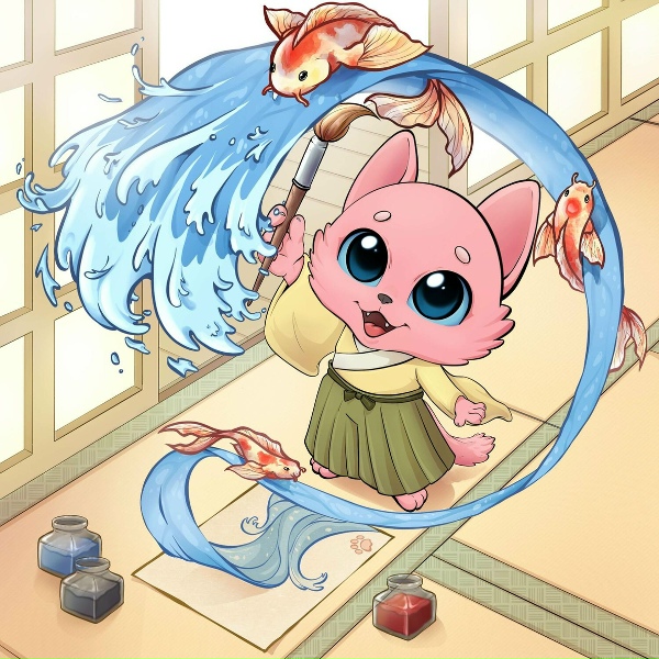 Colorful Cat - Yanagizome